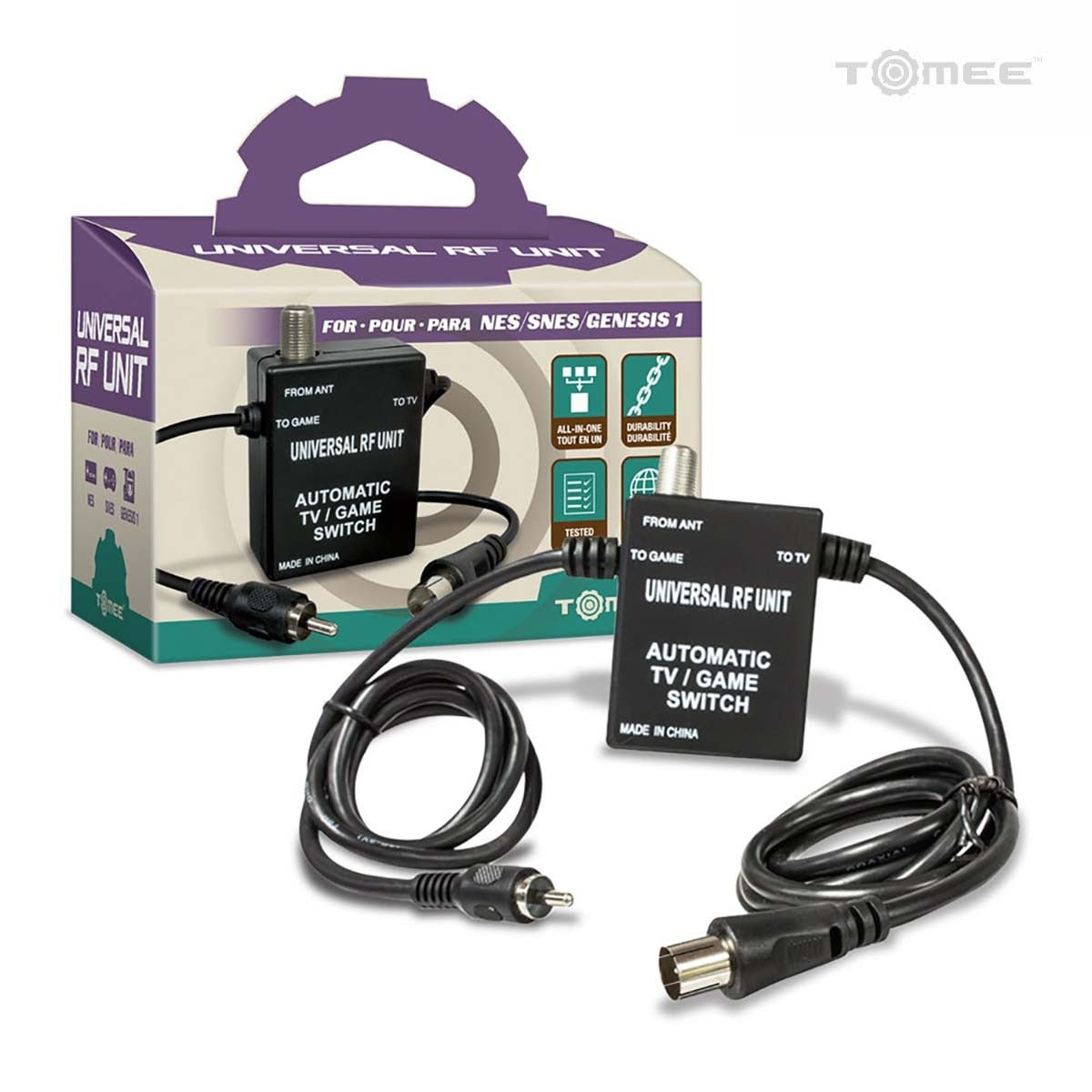 3 in 1 universal RF switch unit aerial cable for NES / SNES / Mega Drive /Genesis | Tomee