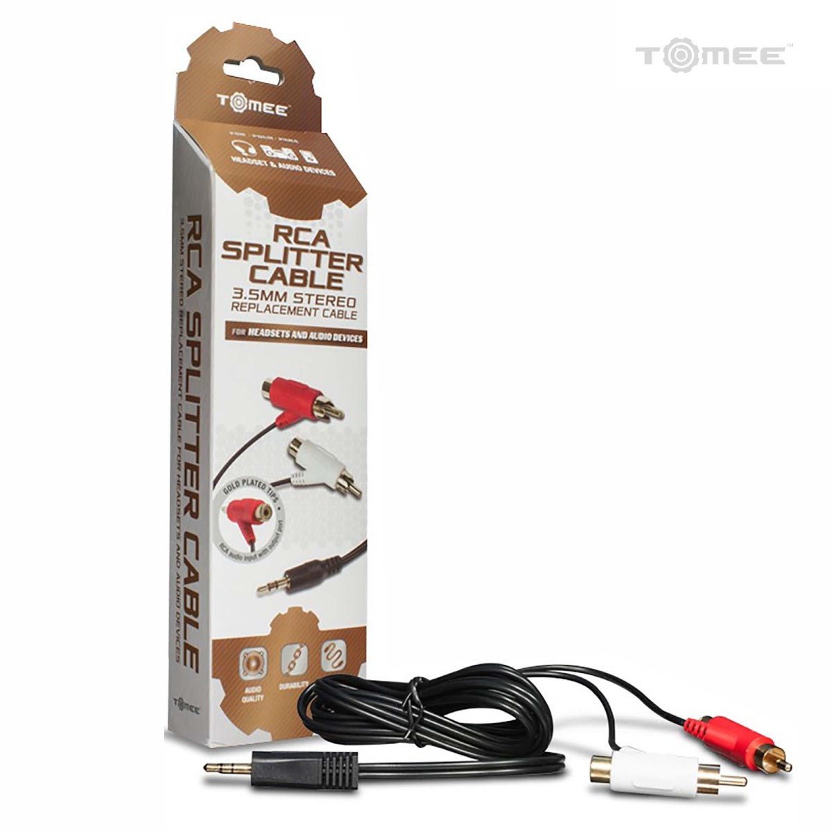 3.5mm jack to RCA stereo splitter cable for stereo sound system hookup | Tomee