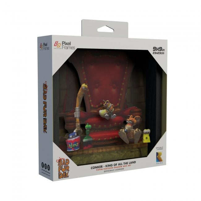 Conker: King of the Land video game (2001) shadow box art officially licensed 9x9 inch (23x23cm) | Pixel Frames