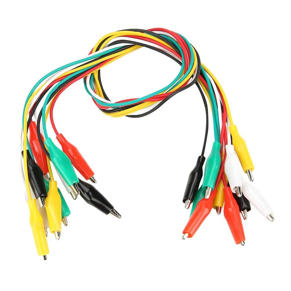 Alligator / crocodile clip hookup test leads 35mm wires - 10 pack multicolured | ZedLabz