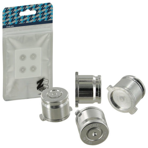 Aluminium Metal Bullet Action Button Set For Sony PS4 Controllers - Silver | ZedLabz