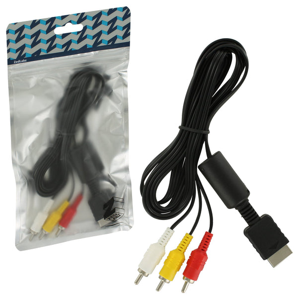 AV cable for PS1 PS2 PS3 Sony RCA Composite audio video TV lead scart compatible replacement | ZedLabz