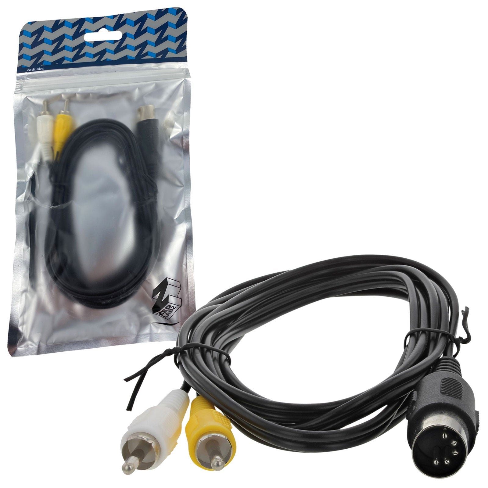 AV cable for Sega Mega Drive 1 & Genesis Master System console composite RCA audio video TV lead 1.8M (6ft) | ZedLabz