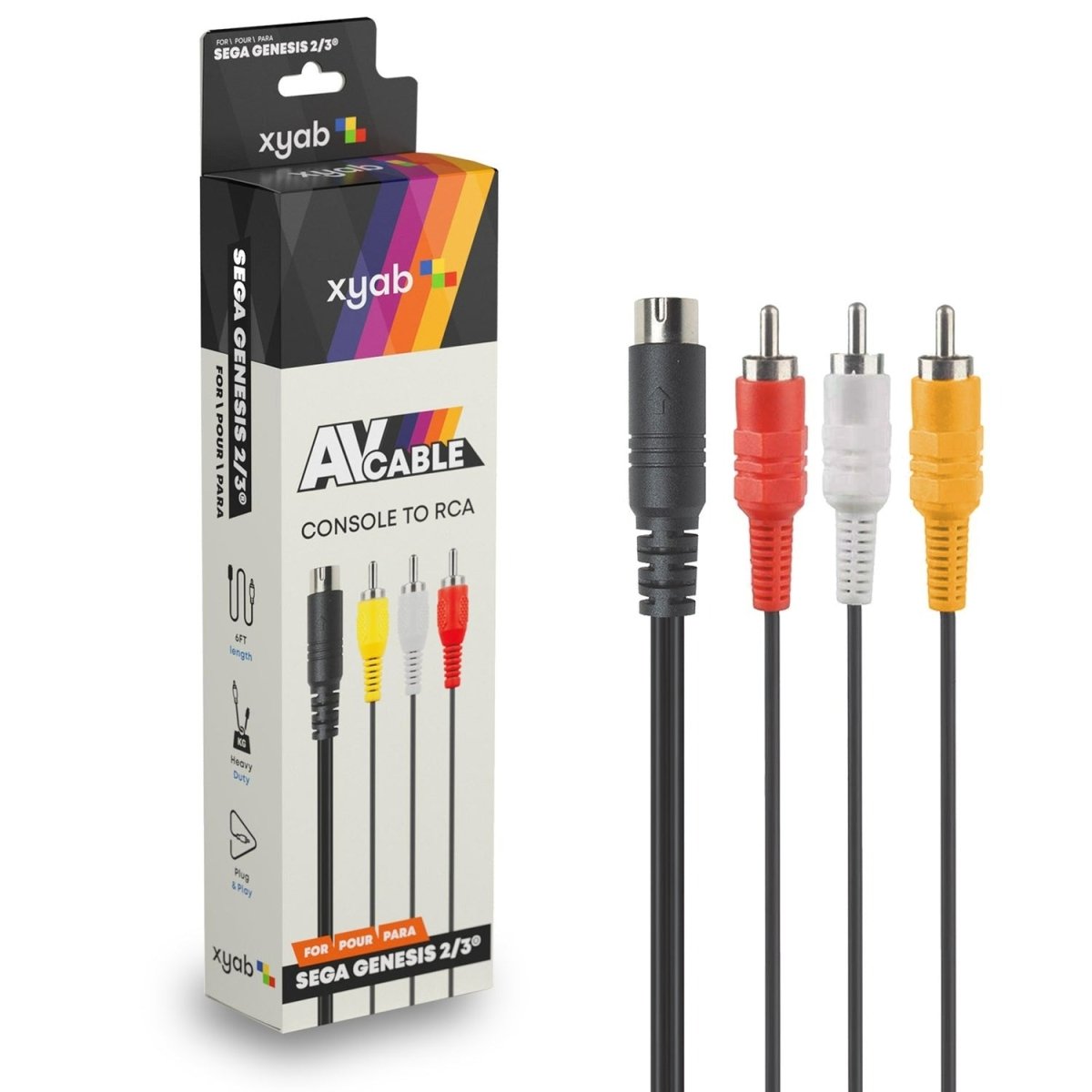 AV composite cable for Sega Genesis / Mega Drive 2 & 3 | XYAB