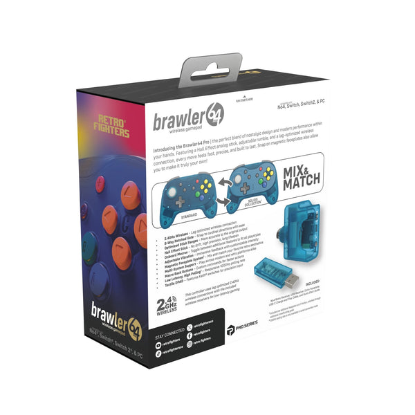 Brawler64 Pro wireless controller for Nintendo 64 N64, Swicth, Switch 2, PC gamepad - Ice Blue | Retro Fighters - 2