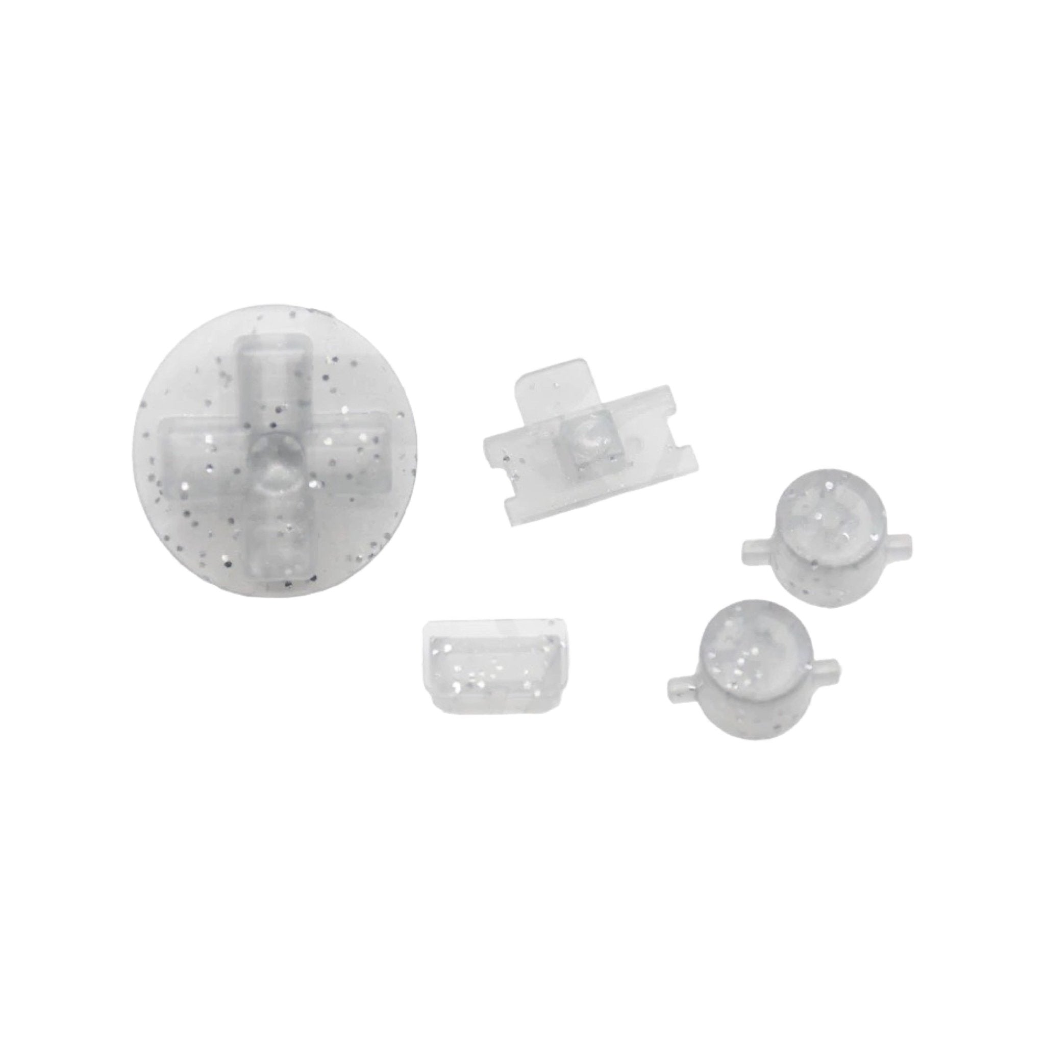 Button Set For Original Game Boy DMG 01 - Clear Glittery Gray | Retro Modding