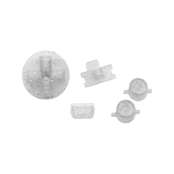 Button Set For Original Game Boy DMG 01 - Clear Glittery Gray | Retro Modding
