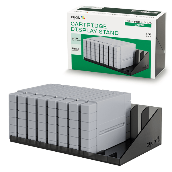 Cartridge display stand for Nintendo SNES games - 2 pack smoked (holds 20) | XYAB - 1