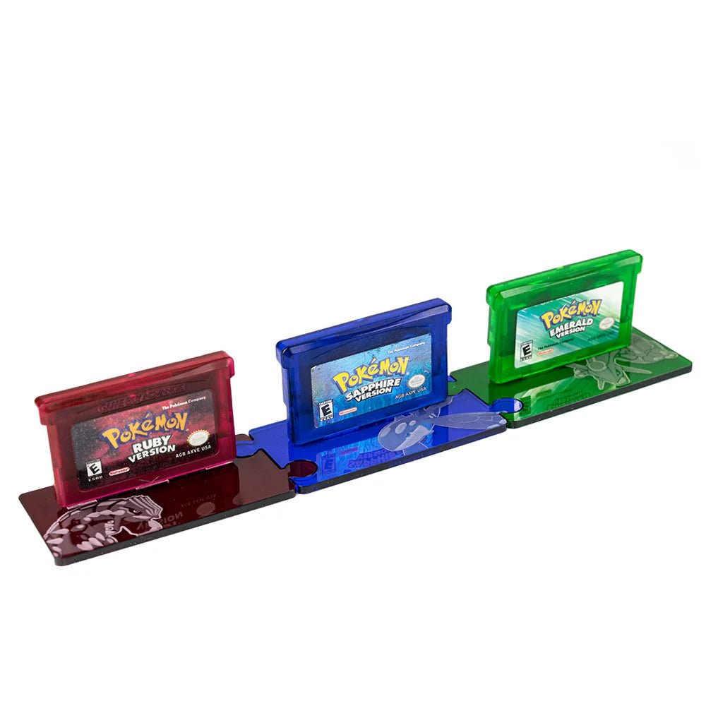 Cartridge display stand for Pokemon 3rd generation carts - 3rd Gen Ruby, Sapphire, Emerald | Rose Colored Gaming