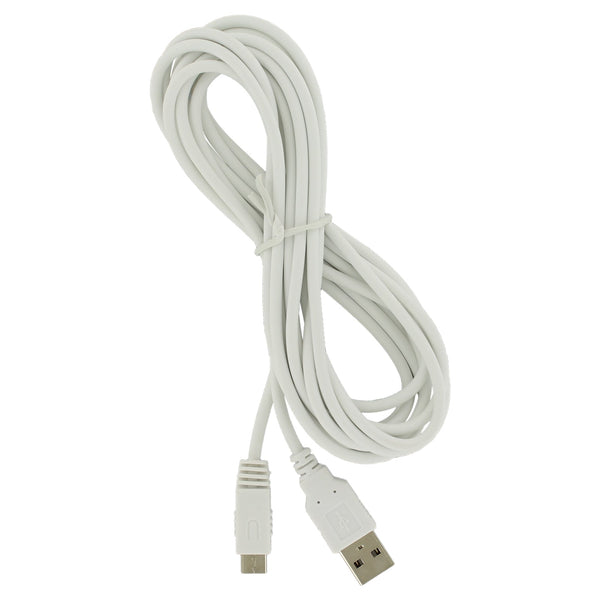 Charging cable for Nintendo Wii U Gamepad 3M extra long charger lead wire compatible replacement - White | ZedLabz