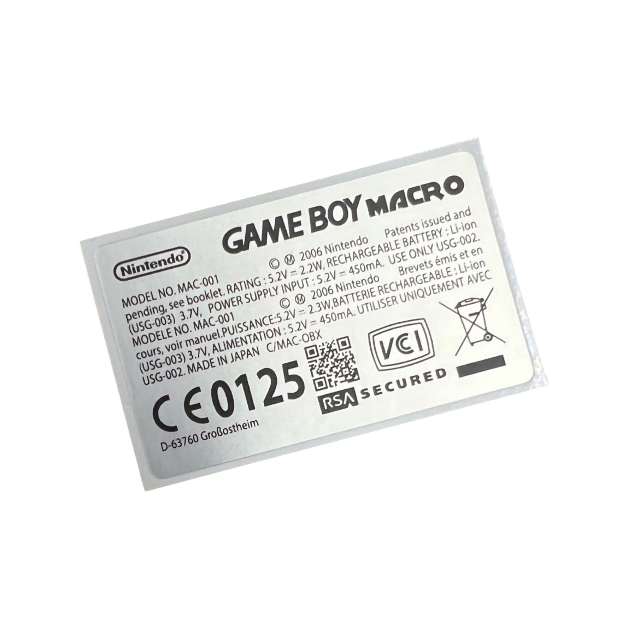 Custom sticker for Game Boy Macro console label silver black 1 pack | Obirux - 1