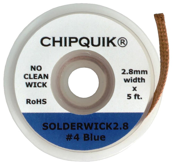 Desoldering braid solder wick no clean 2.8mm x 5ft - #4 Blue | Chip Quik - 2