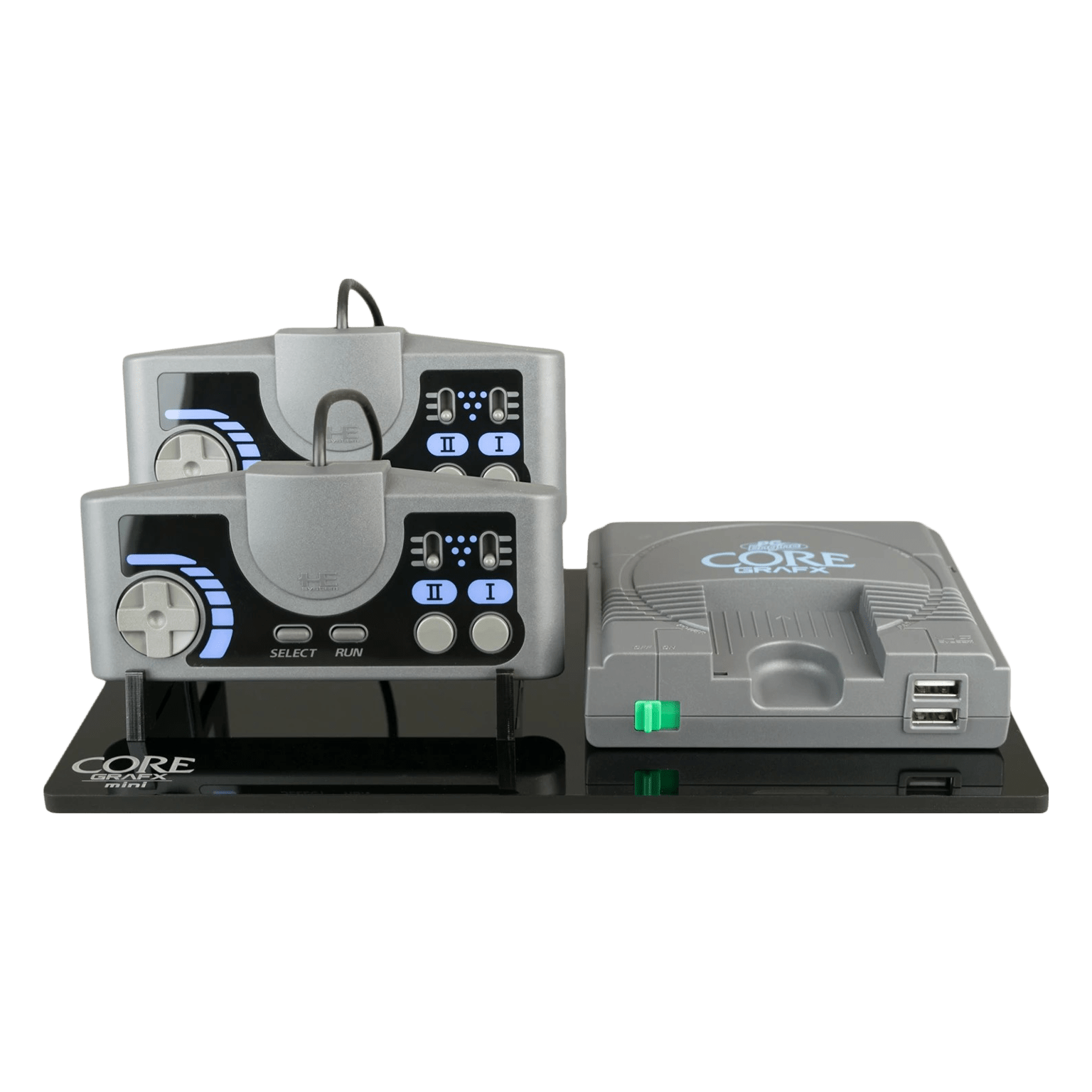 Displai Pro stand for PC Engine CoreGrafx Mini holder console & controller - Crystal Black | Rose Colored Gaming