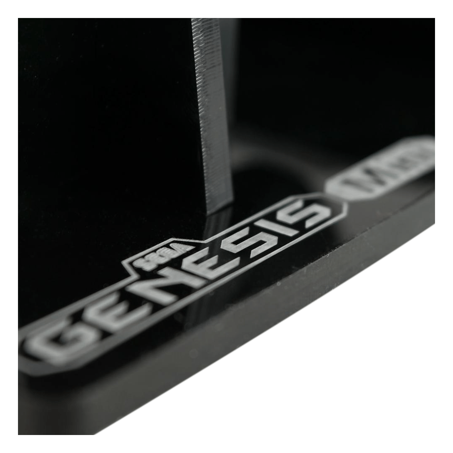 Displai Pro stand for Sega Genesis Classic Mini holder console & controllers - Crystal Black | Rose Colored Gaming