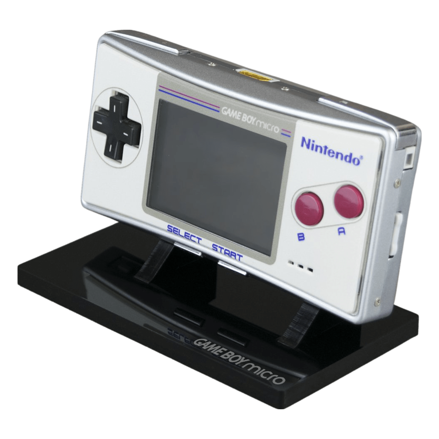Display stand for Nintendo Game Boy Micro handheld console - Crystal Black | Rose Colored Gaming