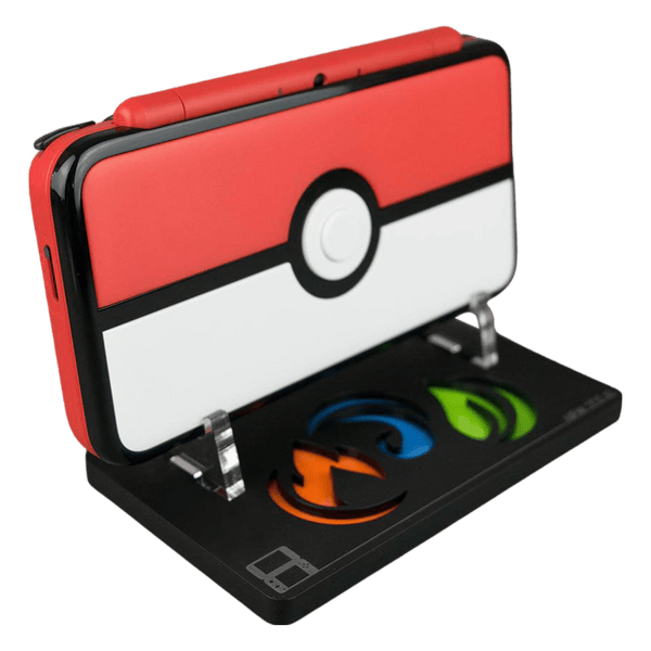 Display stand for Nintendo New 2DS XL handheld console - Frosted Black PokeBall Edition | Rose Colored Gaming