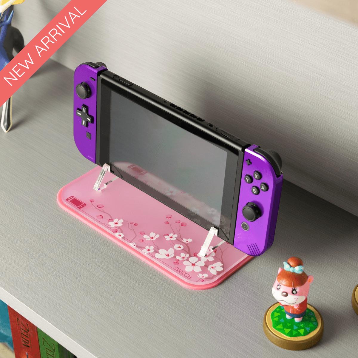Display stand for Nintendo Switch handheld console - Sakura cherry Blossom UV printed | Rose Colored Gaming