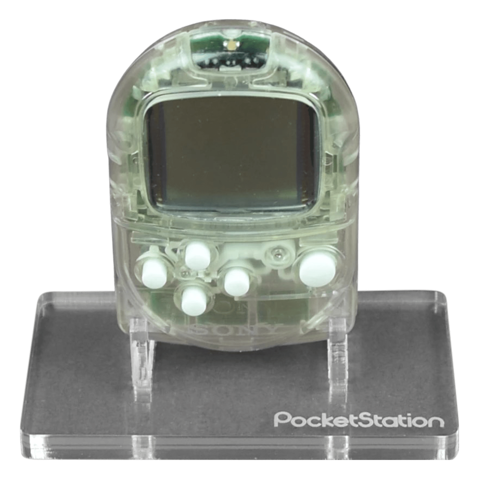 Display stand for Sony PocketStation handheld console - Crystal Clear | Rose Colored Gaming