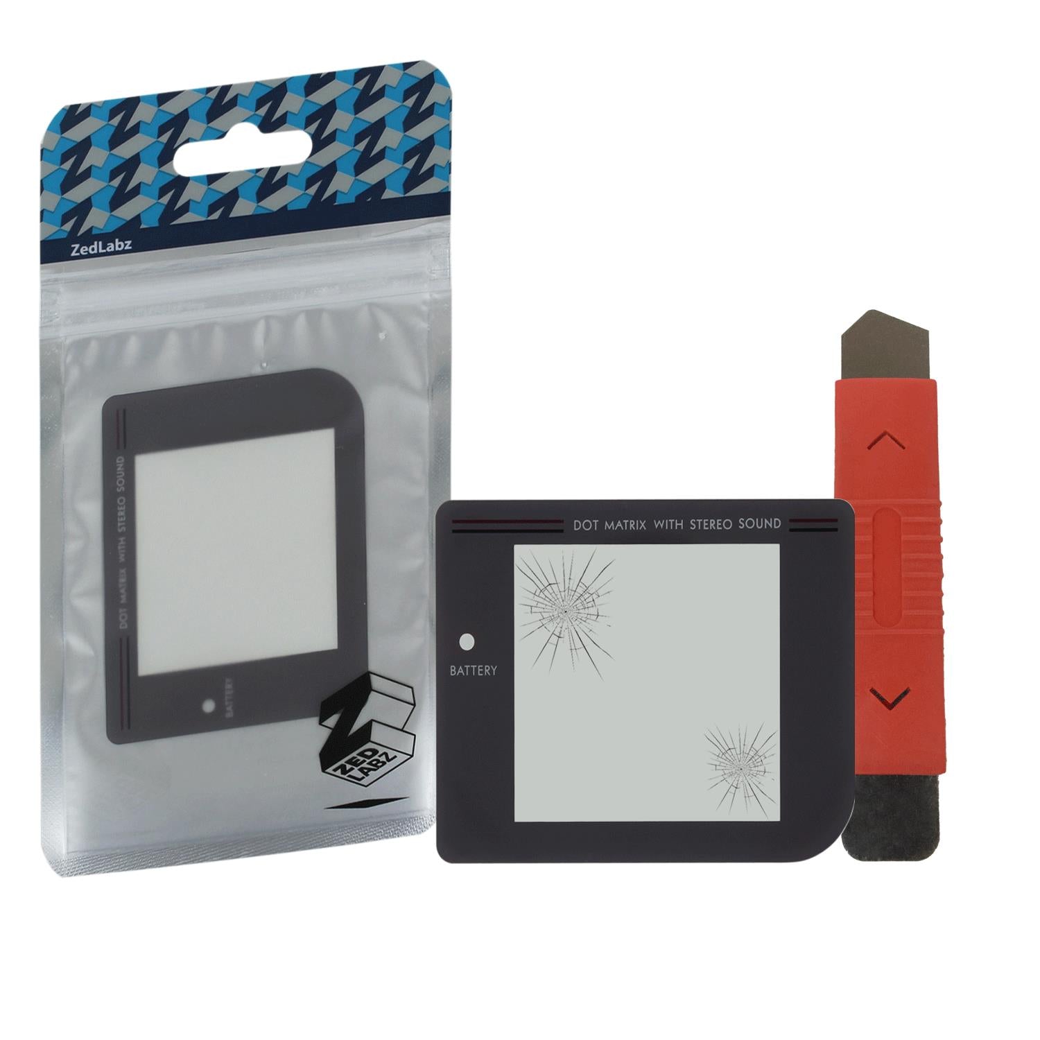 Screen lens for GameBoy original GLASS cover mod inlcudes prying removal tool DMG-01 grey | ZedLabz