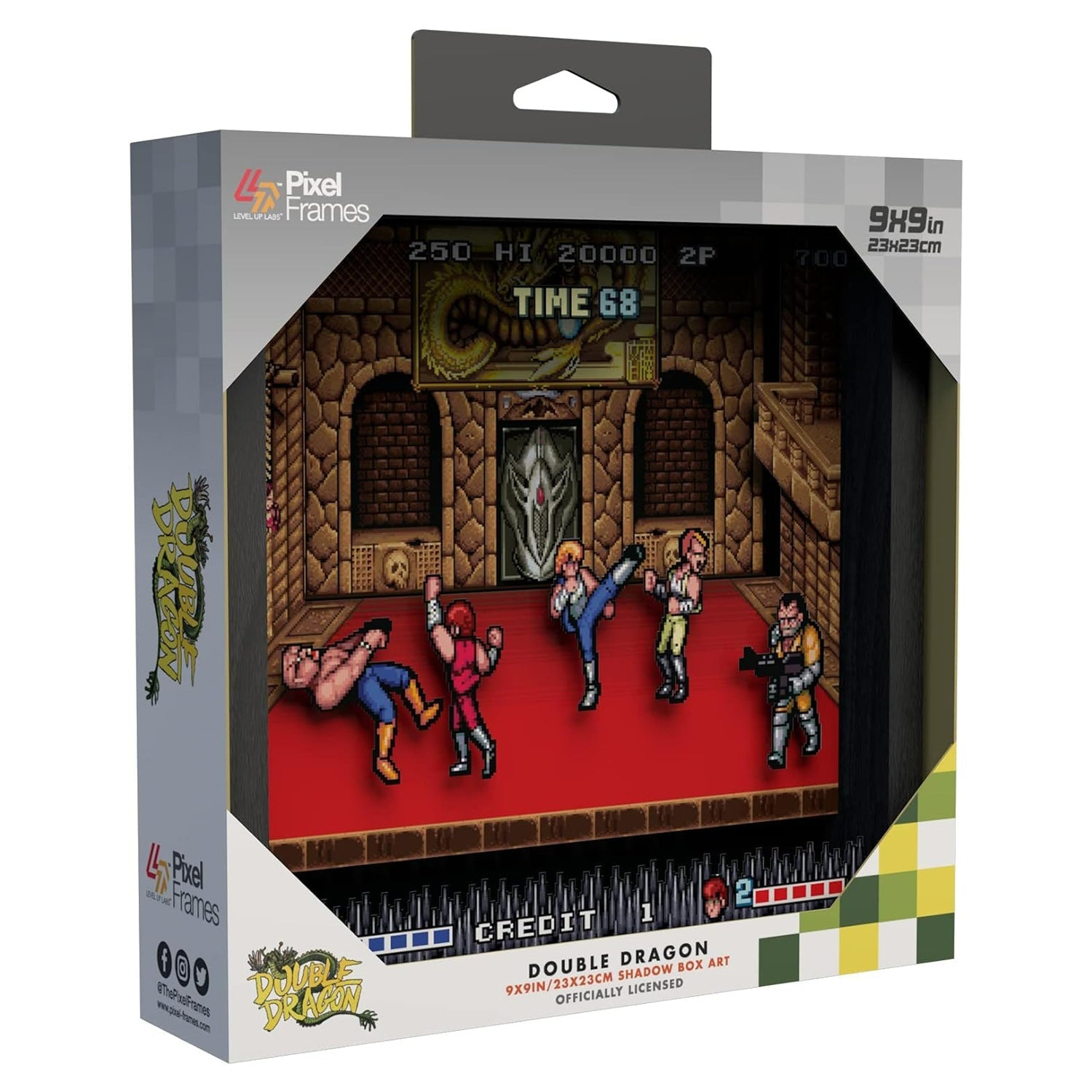 Double dragon video game (1987) shadow box art officially licensed 9x9 inch (23x23cm) | Pixel Frames