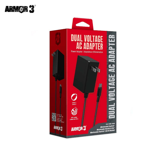 Dual voltage AC adapter for Nintendo Switch, Switch OLED & Switch Lite - US plug | Armor3 - 1