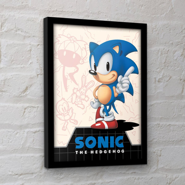Sonic the Hedgehog Mega Drive cover framed collector print 30 x 40cm | Pyramid