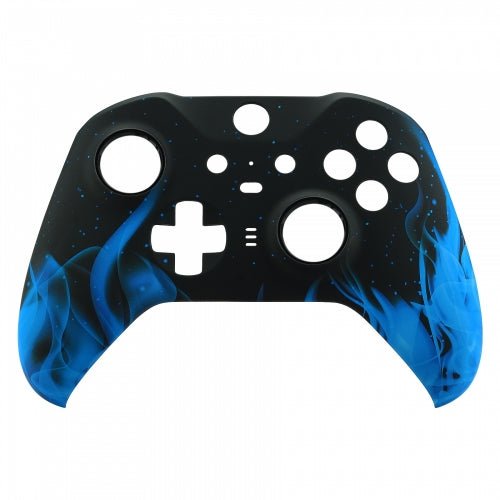 Front housing shell kit for Xbox One Elite controller model 1797 soft touch replacement - Flame Blue & Black | ZedLabz