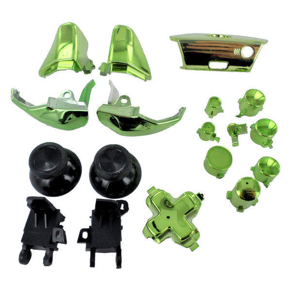 Full button set for Microsoft Xbox One 1537 model Controller replacement - Chrome Green | ZedLabz