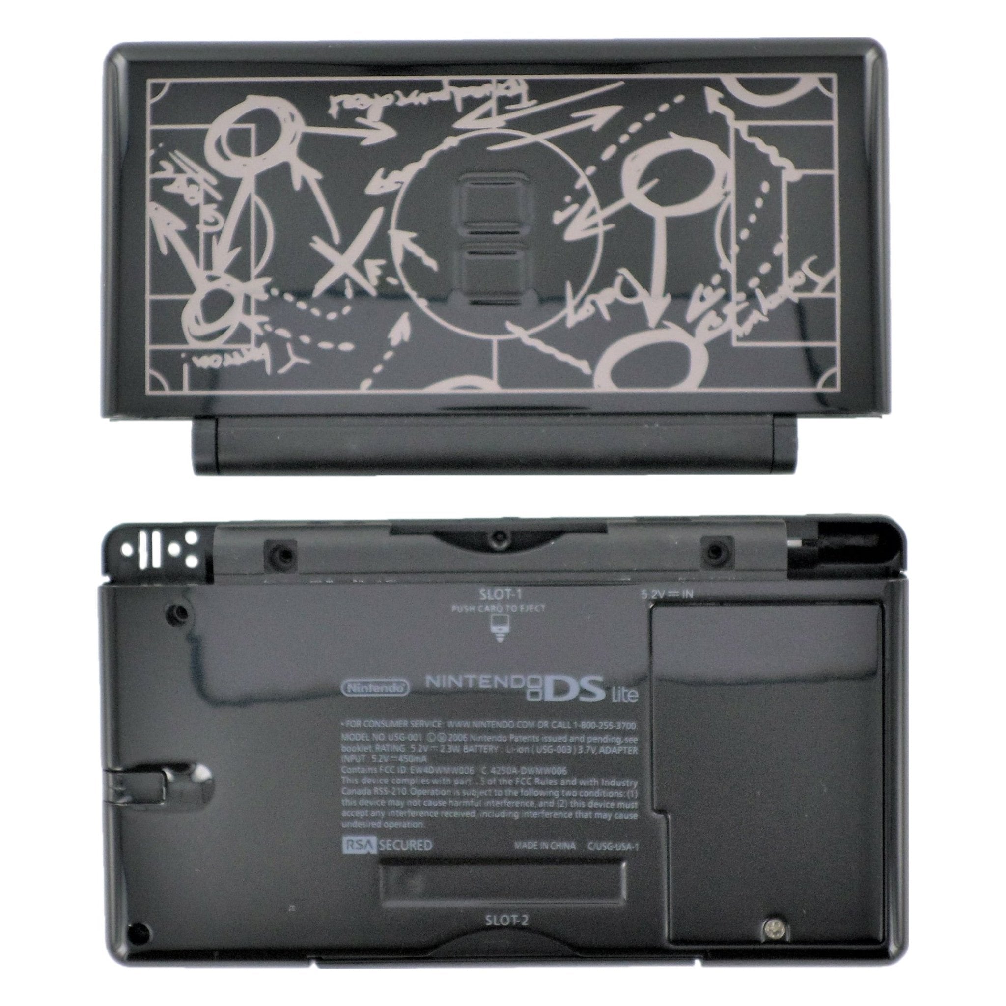 Full housing shell for Nintendo DS Lite console complete repair kit replacement - Football Edition Black | ZedLabz - 1