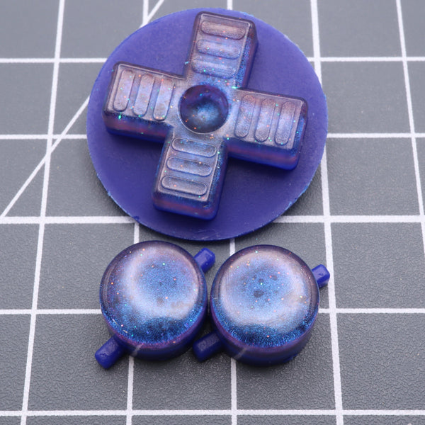 Hand cast resin buttons for Nintendo Game Boy Original DMG-01 (Game Boy Classic) - Cosmic blue | Lab Fifteen Co