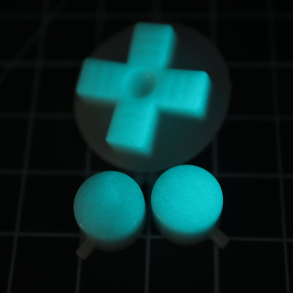 Hand cast resin buttons for Nintendo Game Boy Original DMG-01 (Game Boy Classic) - Glow in the dark aqua | Lab Fifteen Co