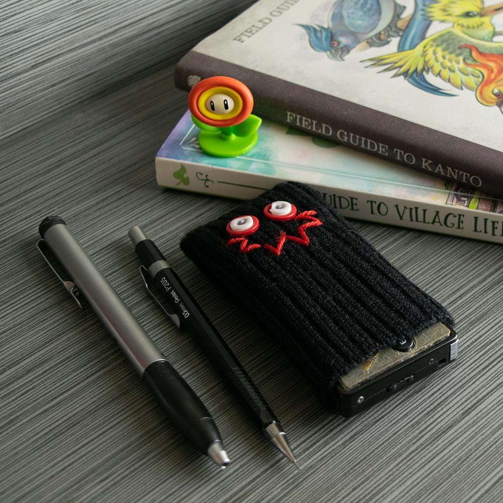 Game Boy Micro Shifties - hand made soft sleeve pouch holder - Grim black | Rose Colored Gaming