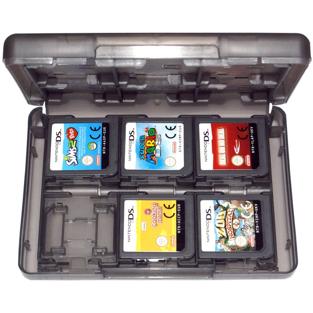 Game case holder for Nintendo 3DS, 2DS & DS game cartridges box travel 24 in 1 storage - Black | ZedLabz