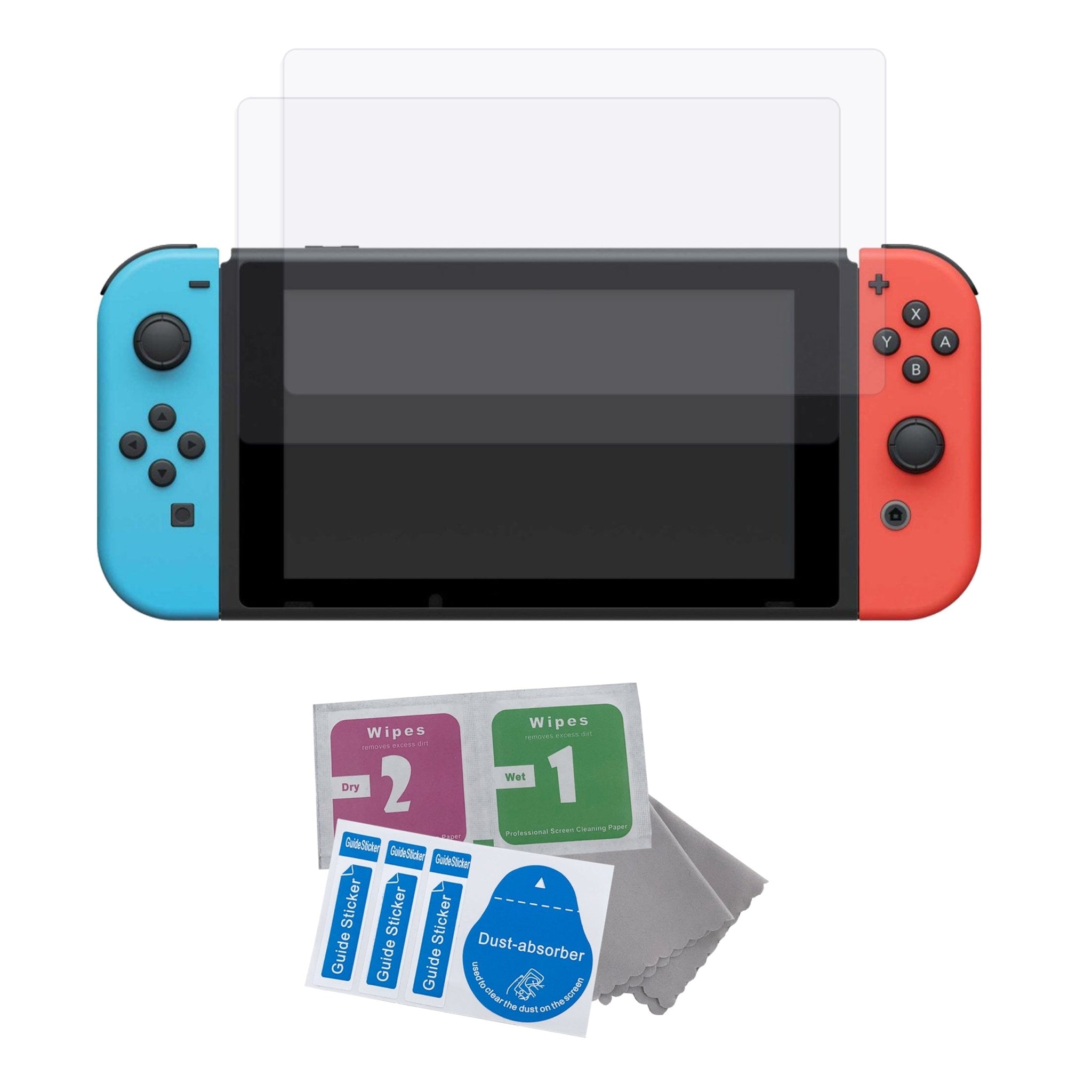 Glass screen protector kit for Nintendo Switch premium easy install 9H tempered anti scratch protection  - 2 pack | ZedLabz