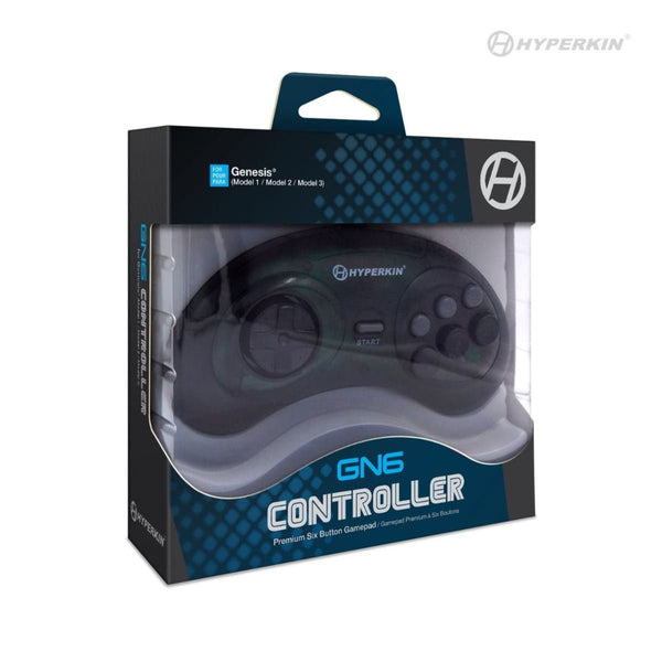 GN6 Premium Wired Controller for Sega Mega Drive & Genesis - Space Black | Hyperkin
