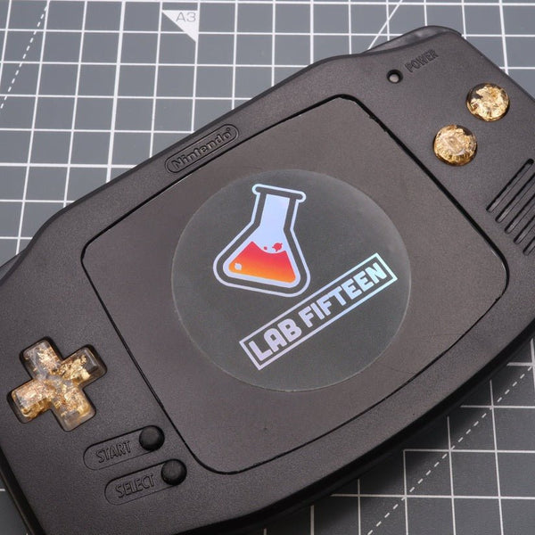 Hand cast custom resin buttons for Nintendo Game Boy Advance AGB-001 - Gold Flake | Lab Fifteen Co