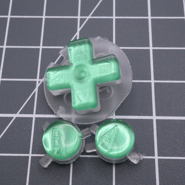 Hand cast custom resin buttons for Nintendo Game Boy Color (GBC CGB) - Chrome Green | Lab Fifteen Co