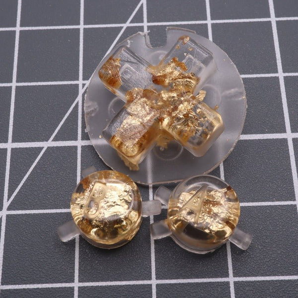 Hand cast custom resin buttons for Nintendo Game Boy Color (GBC CGB) - Gold flake | Lab Fifteen Co