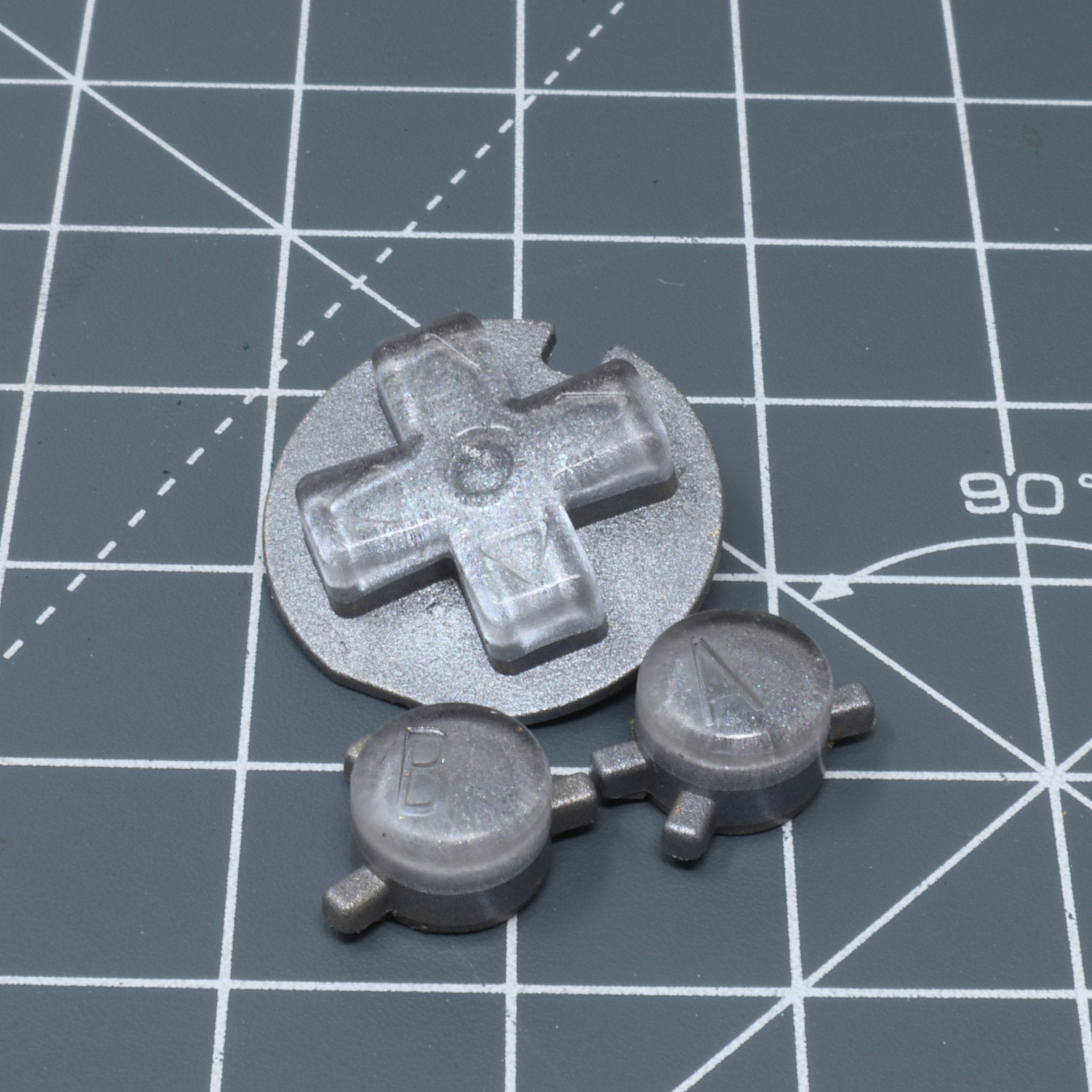 Hand cast custom resin buttons for Nintendo Game Boy Color - Metallic Silver | Lab Fifteen Co