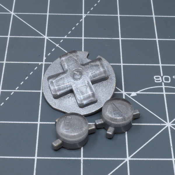 Hand cast custom resin buttons for Nintendo Game Boy Color - Metallic Silver | Lab Fifteen Co