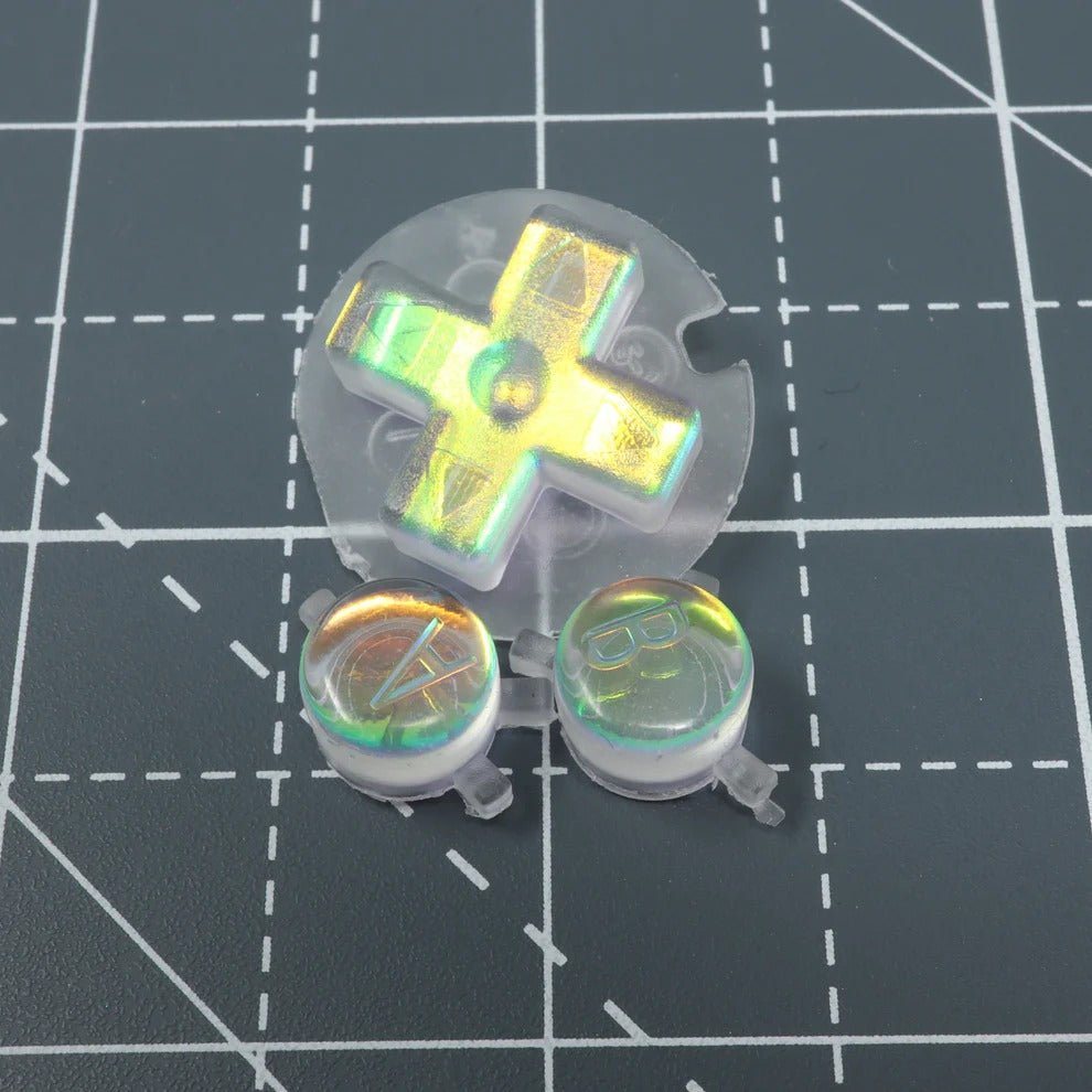 Hand cast custom resin buttons for Nintendo Game Boy Color - Sunset Opal | Lab Fifteen Co