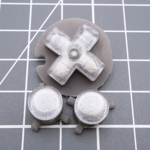 Hand cast custom resin buttons for Nintendo Game Boy Pocket MGB-001 GBP - Metallic silver | Lab Fifteen Co - 1