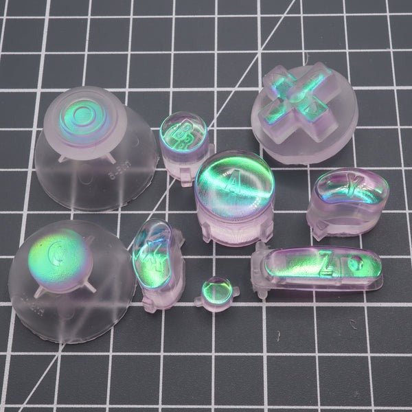 Hand cast custom resin buttons for Nintendo GameCube controller - Cool Opal | Lab Fifteen Co
