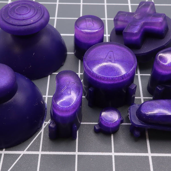 Hand cast custom resin buttons for Nintendo GameCube controller - Grape Candy | Lab Fifteen Co