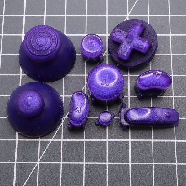 Hand cast custom resin buttons for Nintendo GameCube controller - Grape Candy | Lab Fifteen Co