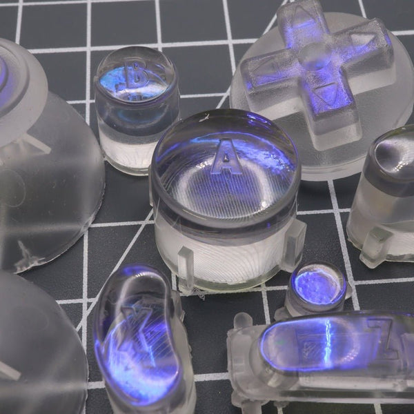 Hand cast custom resin buttons for Nintendo GameCube controller - Midnight Opal | Lab Fifteen Co