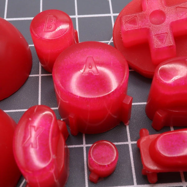Hand cast custom resin buttons for Nintendo GameCube controller - Raspberry Candy | Lab Fifteen Co