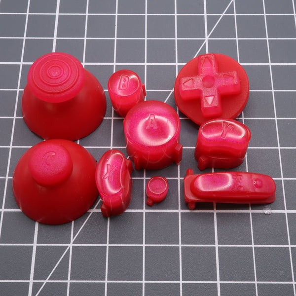 Hand cast custom resin buttons for Nintendo GameCube controller - Raspberry Candy | Lab Fifteen Co