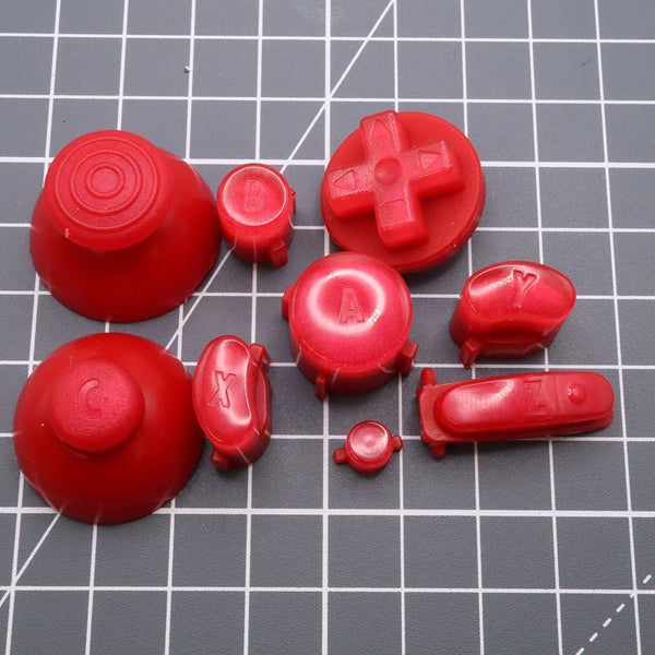 Hand cast custom resin buttons for Nintendo GameCube controller - Strawberry Candy | Lab Fifteen Co
