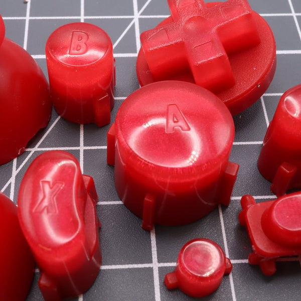Hand cast custom resin buttons for Nintendo GameCube controller - Strawberry Candy | Lab Fifteen Co